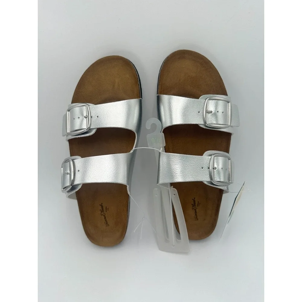 Universal Thread Devin Two-Band Footbed Sandal Silver Size 9.5 NWT